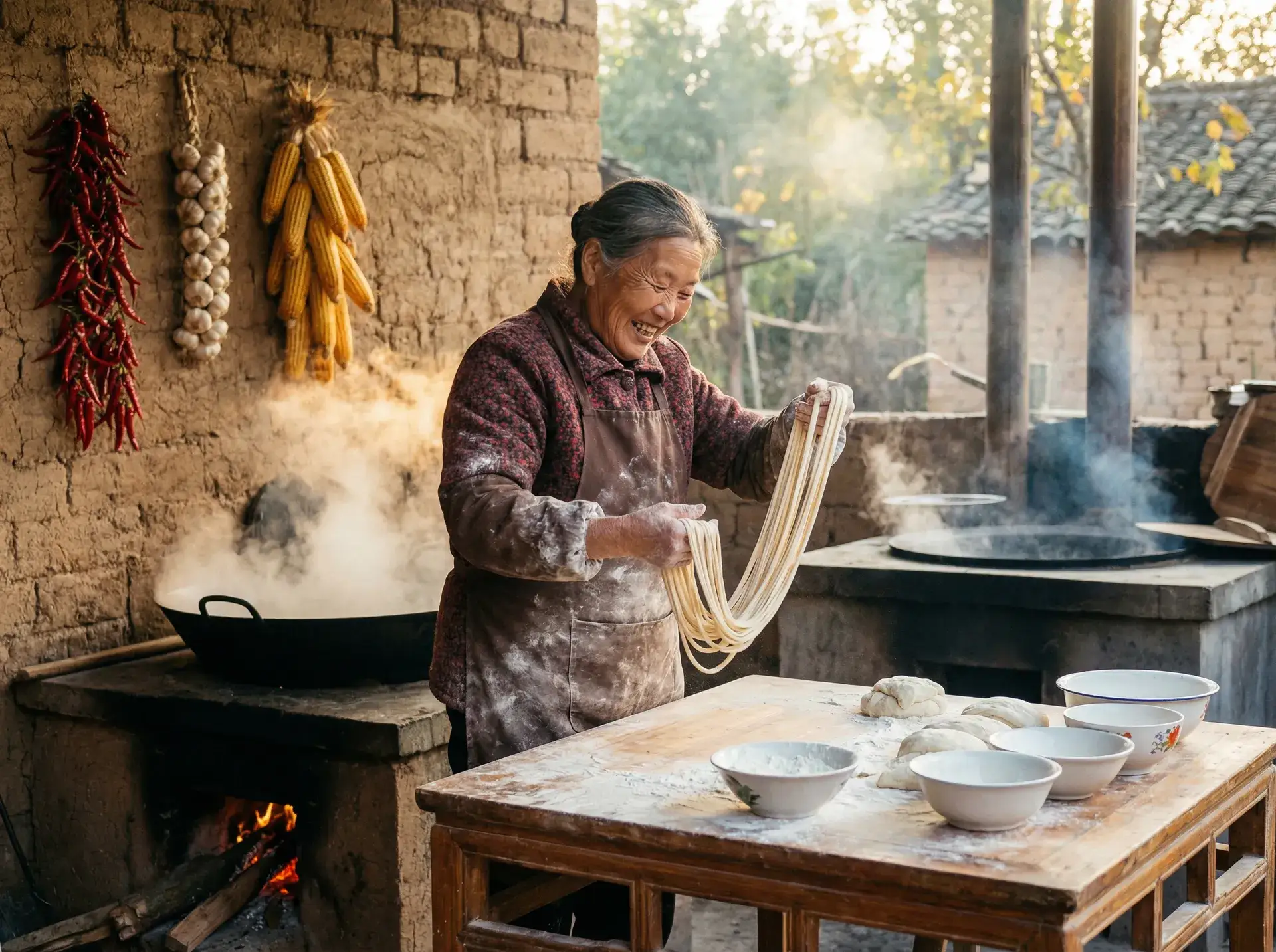 农家大嫂手擀面 - 电影 一路向西 乡村美食